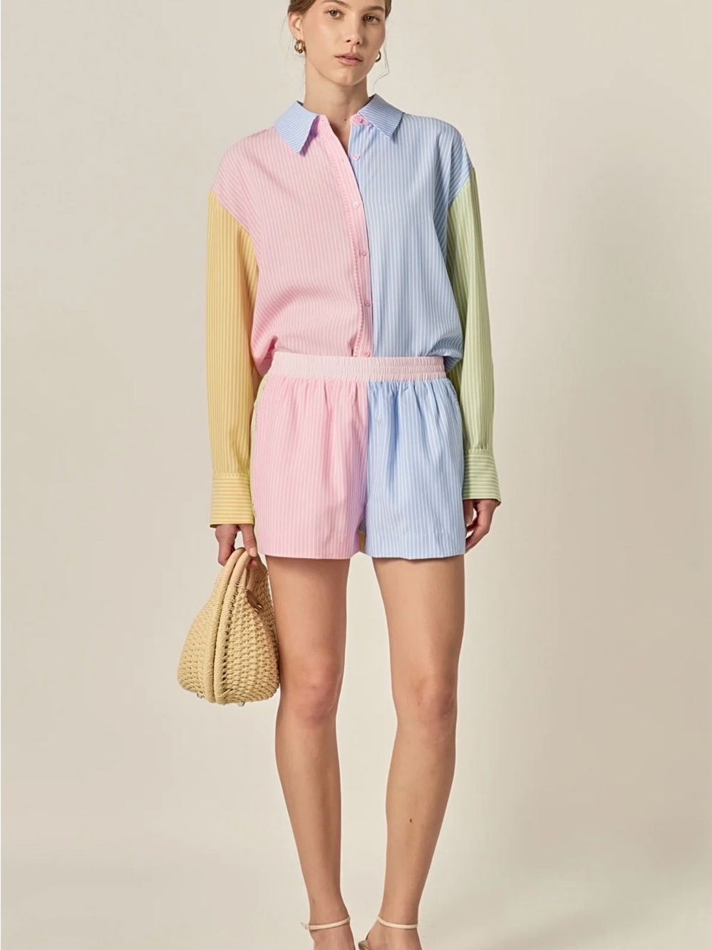 English Factory COLORBLOCK STRIPE ELASTIC WAIST SHORTS Medium